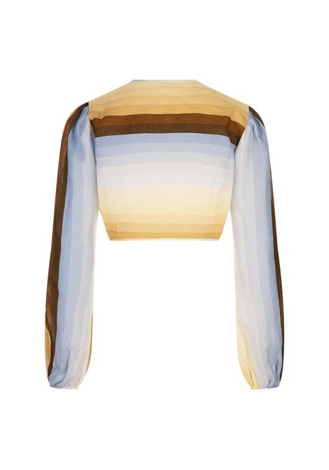 Top Susie In Lino Stampato AMOTEA | SUSIE-LINENDUSTY LIGHT BLUE/FADED YELLOW